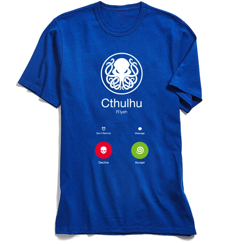 NormalCasual Short Sleeve Tops Shirt Summer/Fall Funny Crew Neck Cotton Fabric Sweatshirts Boy T Shirt THE-CALL-OF-CTHULHU  THE-CALL-OF-CTHULHU blue