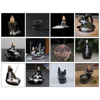 

Incense Burner Holder Home Fragrance Buddhist Censer Home Decor Backflow Incense Lotus Incense Cone Burner Incense Crafts