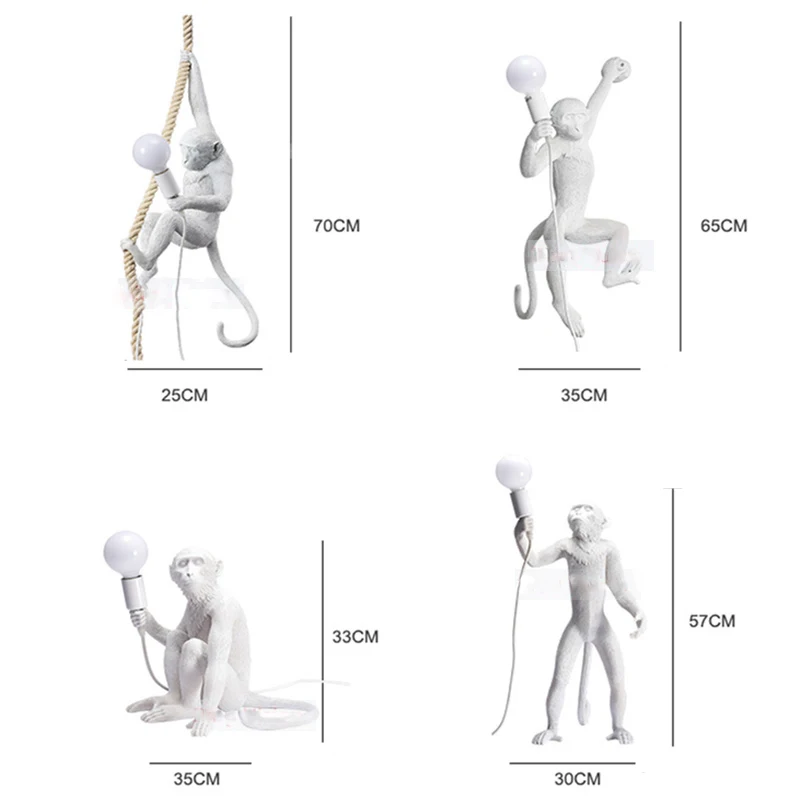 Обезьяна форма смолы Золотая Обезьяна скандинавский Творческий подвесные светильники Ретро E27 ресторан спальня кафе