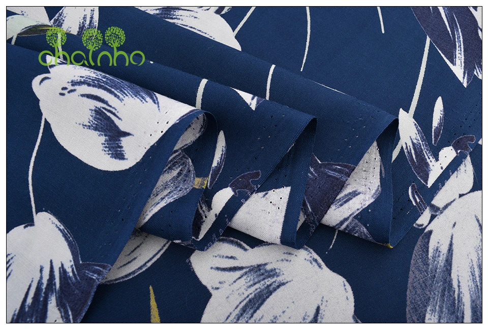 Chainho, синий Тюльпан цветочная серия/Летняя одежда ткань/разряд печатных, имитация шелка/юбка/платье/рубашка материал/половина метра