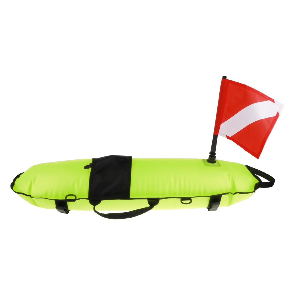 1 Set Torpedo Shape Water Surface Marker Buoy with Flag Scuba Diving Signal Float Directive Buoy Flag for Flatable Boat Dinghy