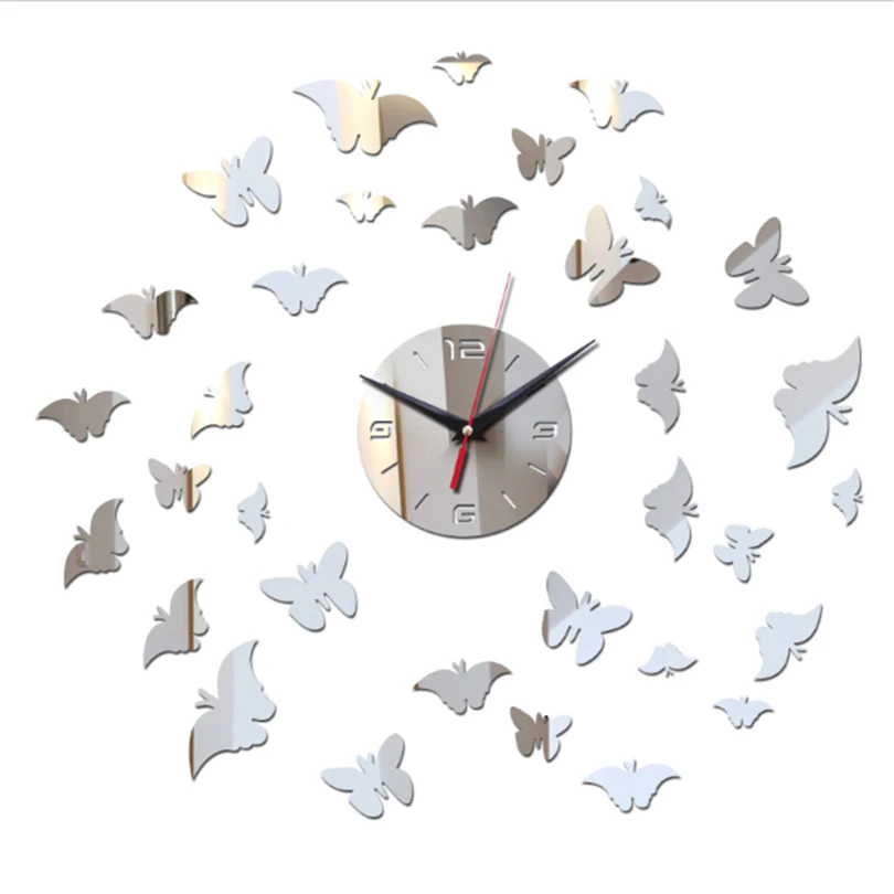 Новинка 2018 акриловые настенные часы в виде бабочек 3d домашний декор сделай сам