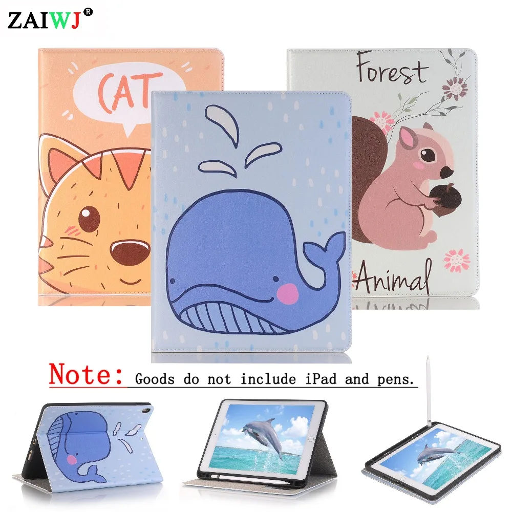 

Case for Apple iPad Pro 10.5 inch 2017 release ZAIWJ With pen slot Smart sleep wake TPU soft Cover Painted Stand Leather shell