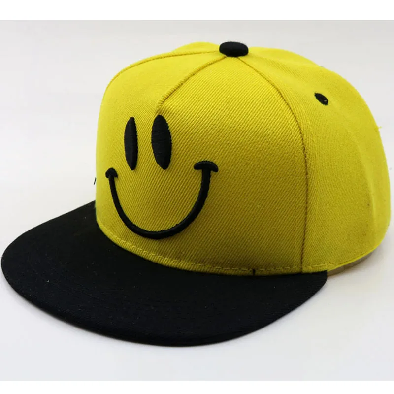 От 2 до 8 лет летние детские бейсболки шляпы от солнца мультфильм смайлик вышивка бейсболка с козырьком дети gorra мальчики девочки хип-хоп шляпа - Цвет: Yellow