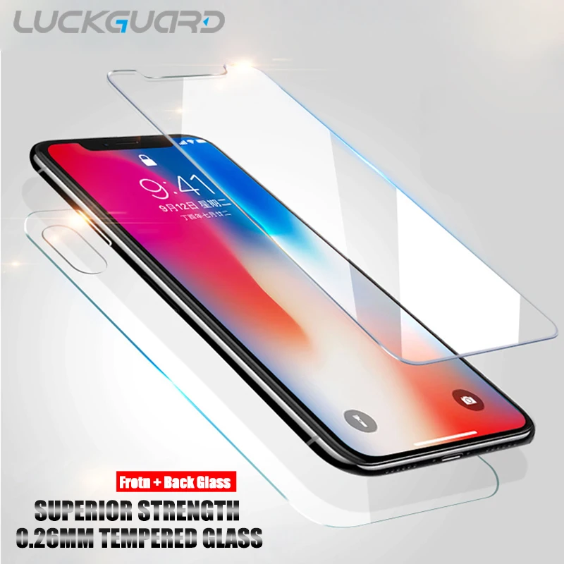 LuckGuard 9 H передняя + задняя крышка из закаленного стекла для IPhone X 10 0 26 мм Премиум