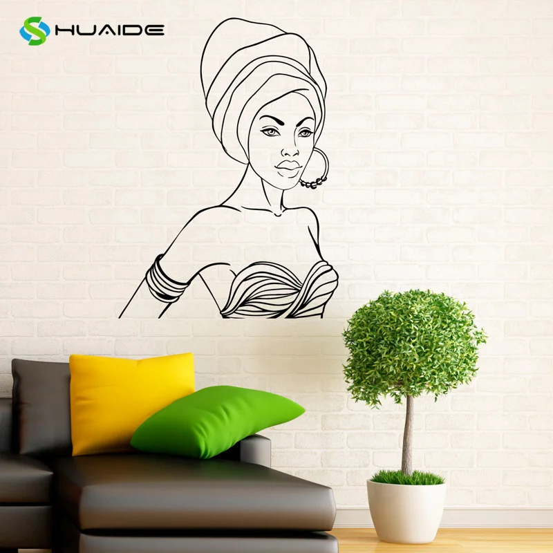 Africa African Girl Wall Decal Beauty Salon Shop Vinyl Stickers Murals