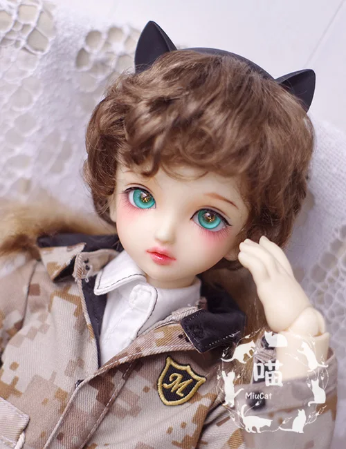 Wavy Hairstyle 1//4 MSD AOD DZ BJD Dollfie 7/"-8/" PF 97# Linen Short Wig