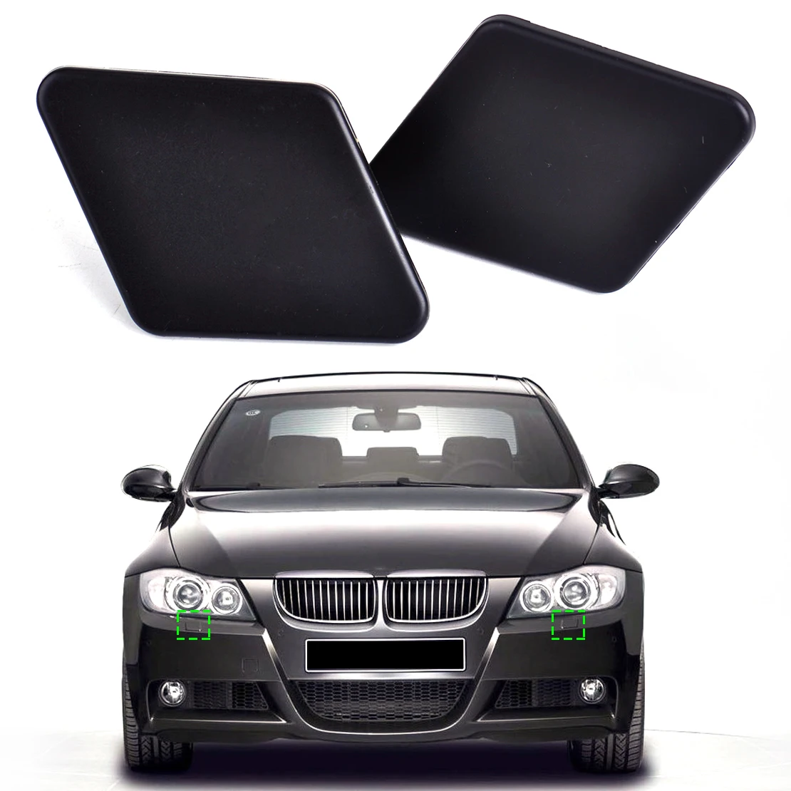 Beler 1 par parachoques delantero faro lavadora boquilla tapa 61678031307, 61678031308 para BMW Serie 3 E90 2005 de 2006 a 2007 2008, 2009