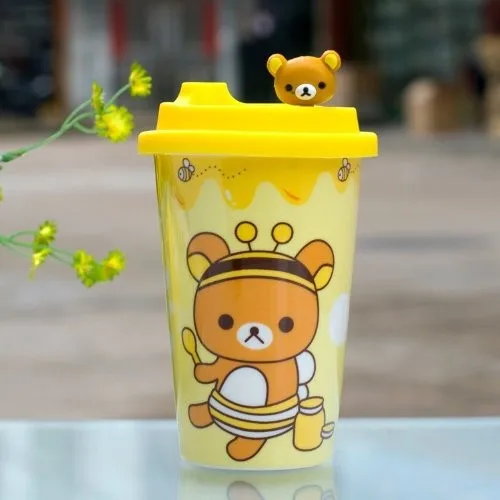 1 шт керамическая чашка кофейная кружка с силиконовой крышкой-Rilakkuma