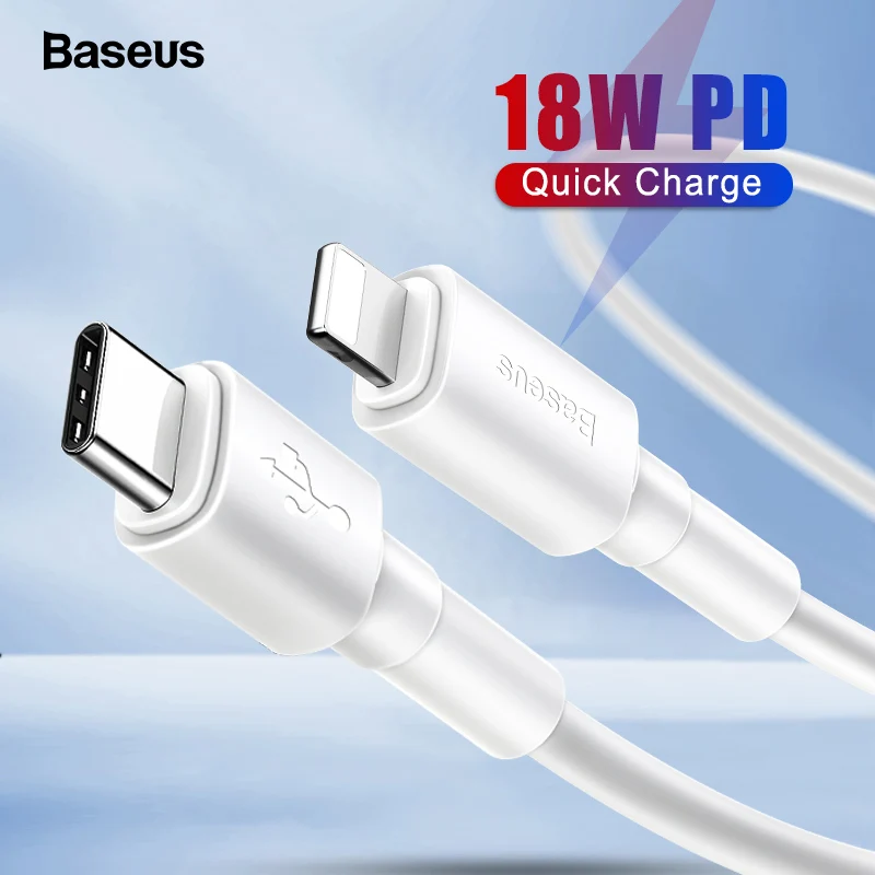 Baseus 18 Вт PD USB C кабель для Lightning Кабель для iPhone 11 Pro Max X XS Max 8 Plus Быстрая зарядка usb type C кабель для передачи данных USB кабель