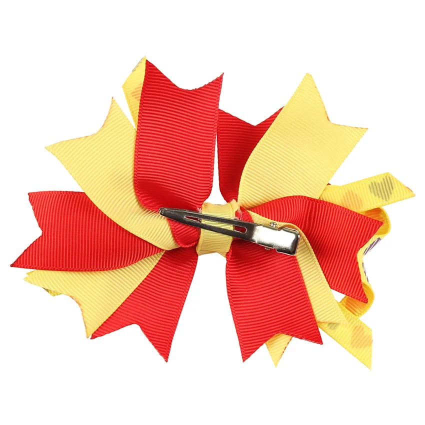 1PCS Big Polka Dots Heart Ladybug Flower Print Ribbon Hair Bow Hairpins For Kid Girls Hair Clip Boutique Hair Accessories DES (9)