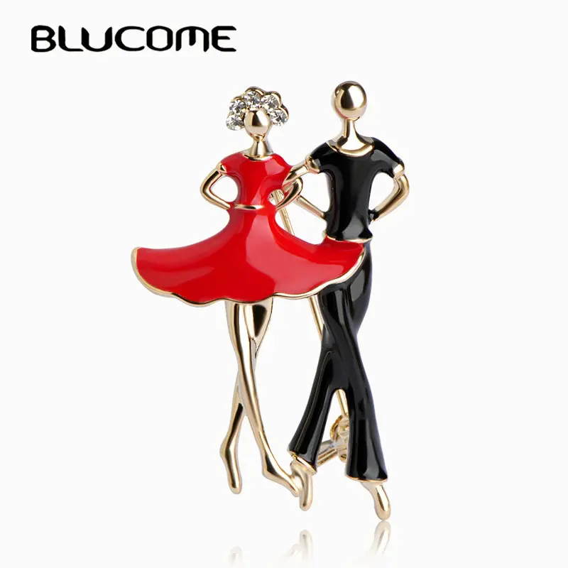 Женская/Мужская брошь для костюма Blucome золотистая с красной эмалью украшение