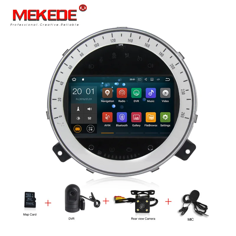 Excellent MEKEDE HD 2DIN Android 8.1 Car DVD Multimedia player for BMW Mini Cooper 2006-2013 Radio Headunit WIFI Quad Core 2GB 0