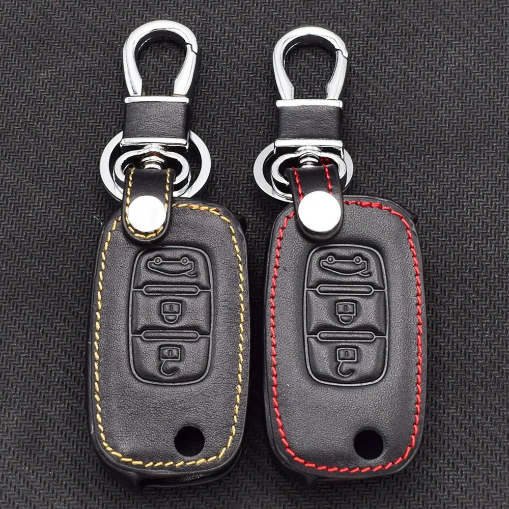 

Leather Car Key Case Keys Folding Bag Keychain For Renault Lada Vesta Granta XRay Kalina Priora Sedan Sport Remote Protect Cover
