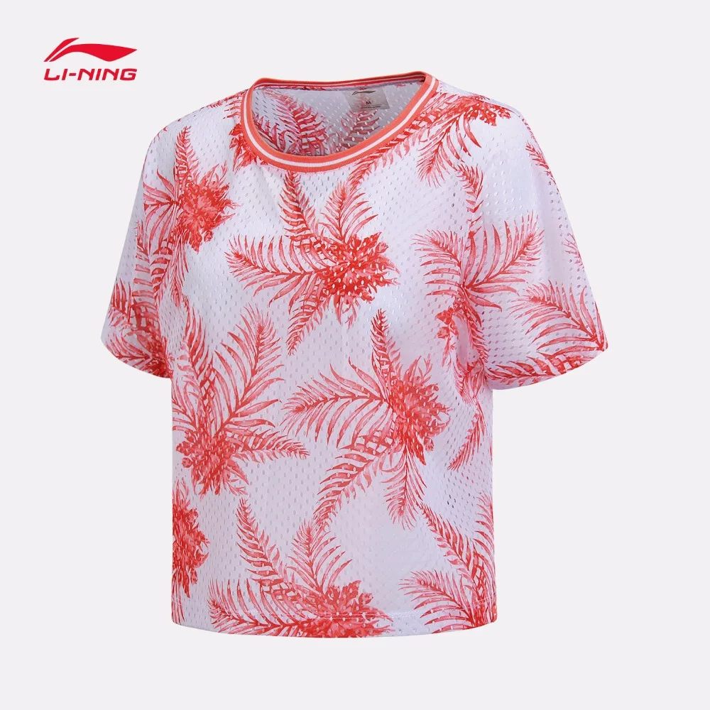 

Li-Ning Women Outdoor Surfing T-Shirt Loose Fit Oversize 100% Polyester LiNing Breathable Mesh Sports Tee Tops AHSN142 CAMJ18