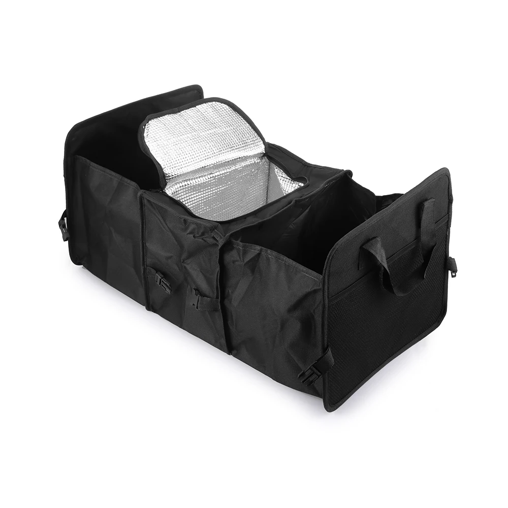 

Oxford Cloth Multi Compartment Foldable Storage Basket Refrigerator Carrier Organizer Set Car Trunk High Quality Black