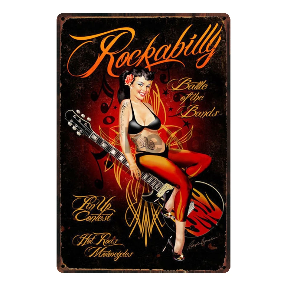 [Mike86] Рок Pin up Музыка металлический оловянный знак гитары настенные плакаты художественная живопись паб ремесло магазин Декор 20*30 см SL-9012