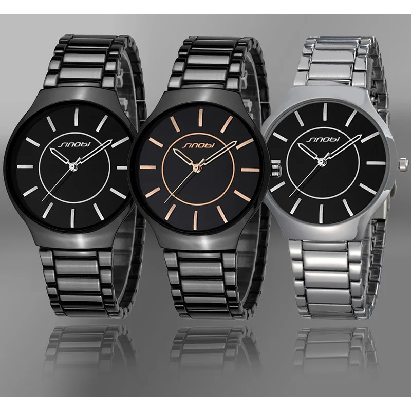 Роскошные мужские повседневные часы от ведущего бренда, Стальные кварцевые часы, наручные часы, мужские часы Geneva SINOBI Hombre