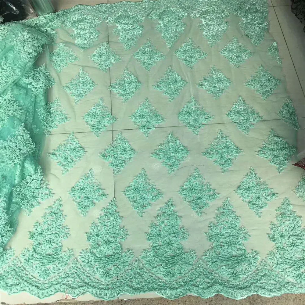 

African mesh lace fabric with beads Nigerian beaded net lace fabric for dress 2018 Latest beaded tulle lace fabric HX481-1
