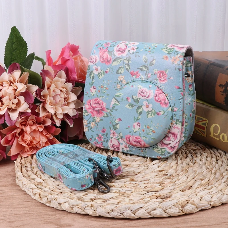 Instax Mini 8/9 сумки для камеры цветочные чехлы из искусственной кожи на ремешке для Fujifilm