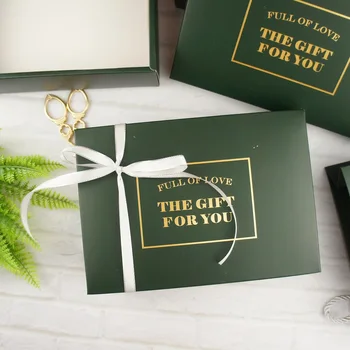 

blackish green gold gift box design 20*14*5.2cm Paper Box wedding Party Candy Cookie Macaroon Christmas DIY gift Packaging