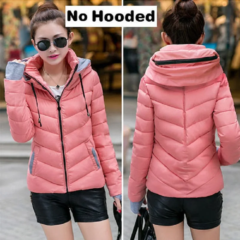 Slim Short Coats Parka Casual Ladies Jackets Winter Zipper Fashion Cotton-padded Coats Women Jackets Basic Warm Outwear FJT307