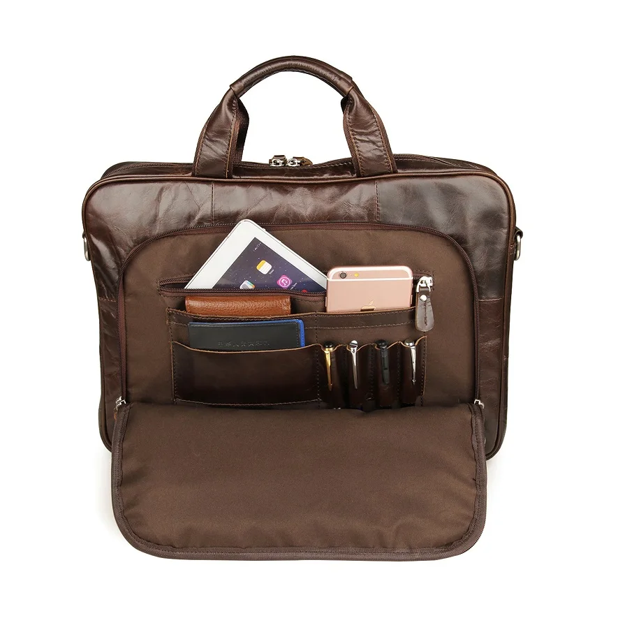 Большая емкость коровья натуральная кожа сумка мужская 15 дюймов Высококачественная сумка для ноутбука 15,6 дюймов Сумка через плечо деловая сумка