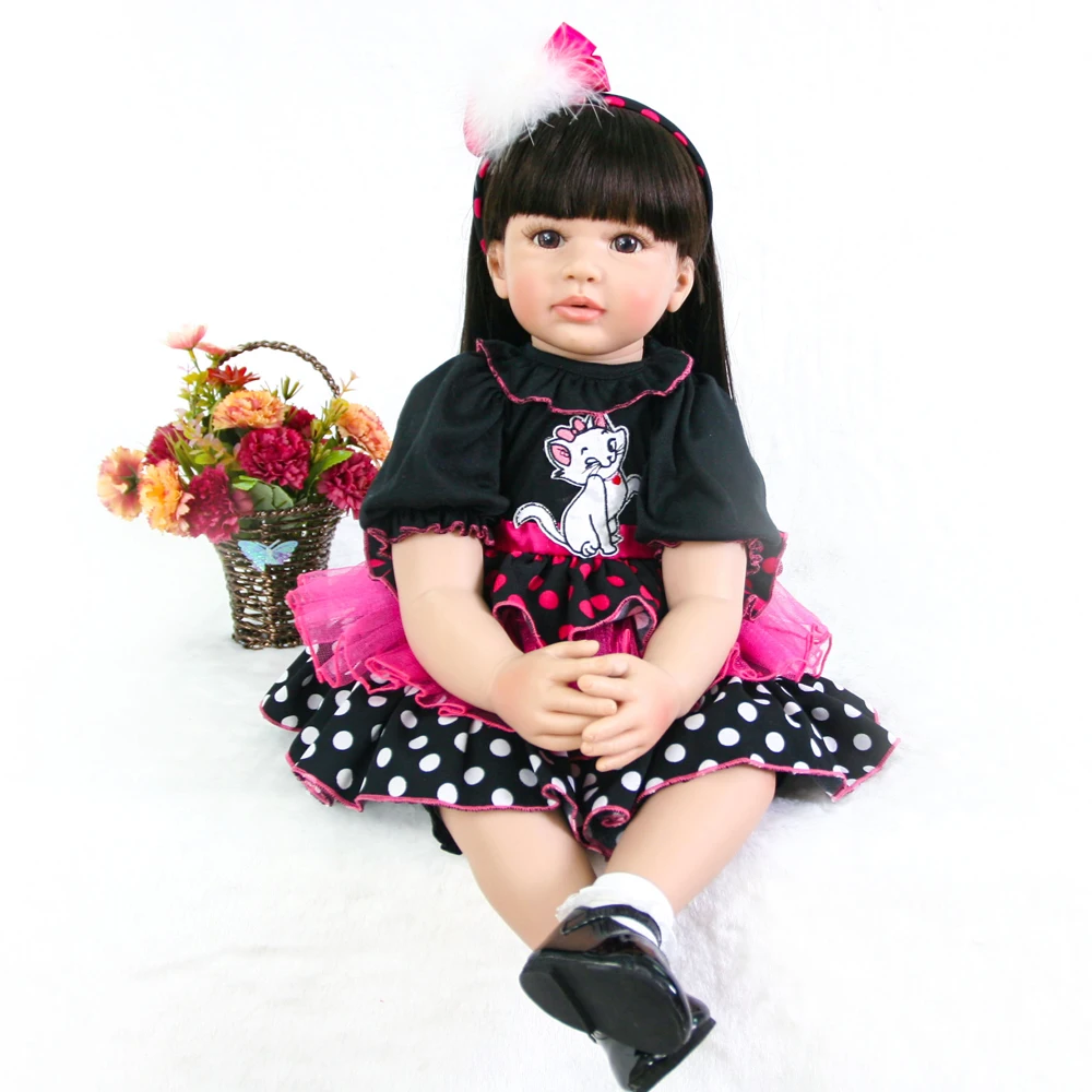 

bebe Reborn Menina Dolls Cartoon dress up soft Silicone Vinyl Princess So Truly 24'' beautiful Reborn Babies Girl Playmates toy