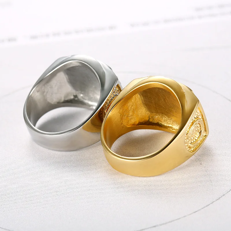 7 -15 size Animal Horse Titanium Steel Gold Silver Color Clear CZ Men Ring Wedding Jewelry Punk Rock Male Biker Band Hip Hop 5