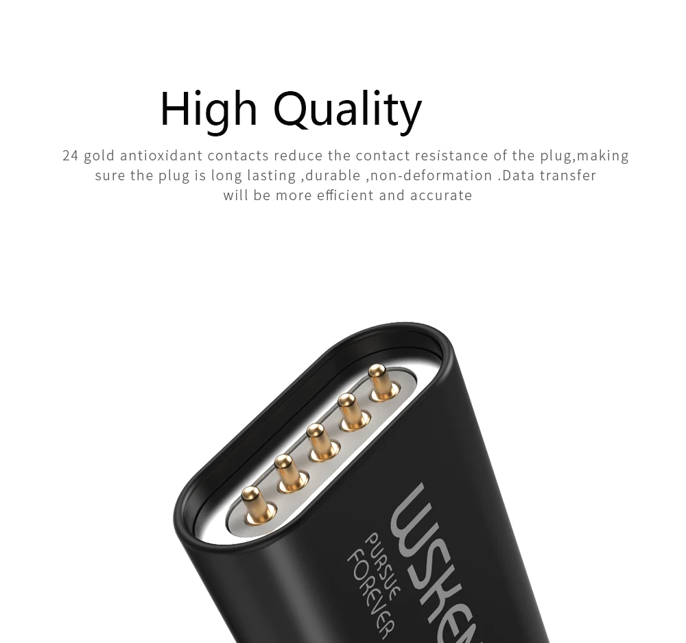 Enchufes de Cable magnético WSKEN Lite1, Cable de carga rápida Micro USB tipo C Cable de cargador magnético USB para iPhone X 8 Cable USB C 1 m