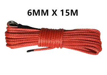 

1/4''x50' 6mm*15m 12 strand off-road uhmwpe synthetic winch rope thimble for ATV/UTV/SUV/4X4/4WD Free Shipping