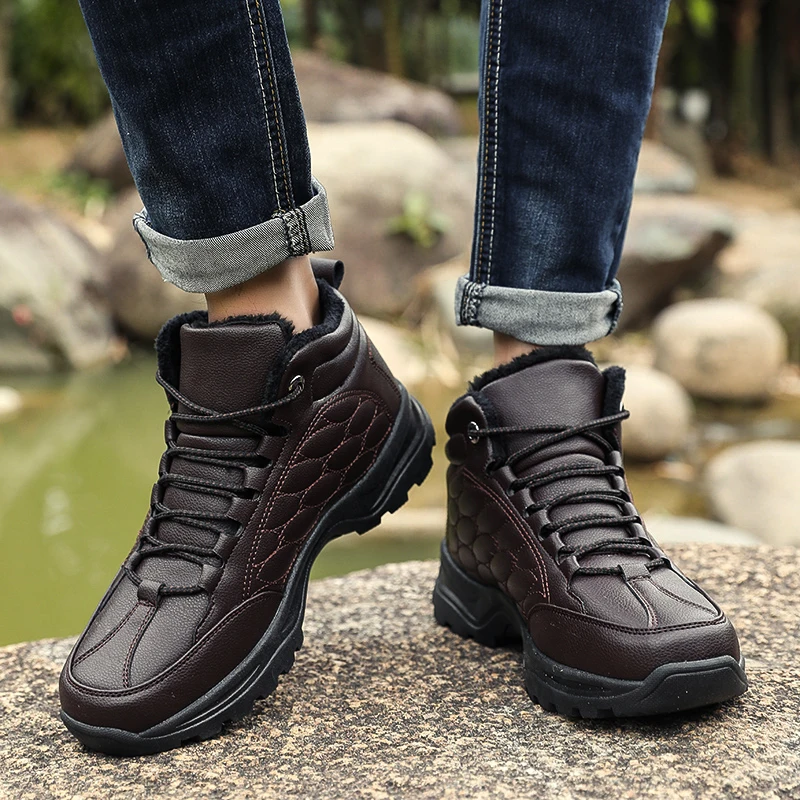 À Fur L'usure Fur Hombre Nouvelle Black En Arrivée Bottes Taille Chaud Hommes 45 Chaussures Botas Résistant brown D'hiver Coton Dentelle up Court Mode Cheville Neige Peluche 40 f6ZwqfF