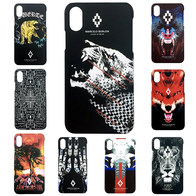 Marcelo Burlon крышка для iPhone X случае диких животных Пластик Футляр Coque Tiger Марсело