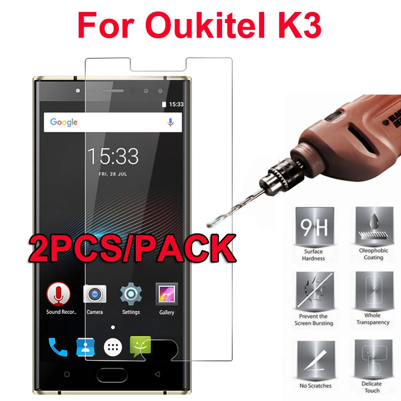 2 шт Защита экрана для Oukitel K3 Закаленное стекло пленка 9H 2.5D от царапин ультра