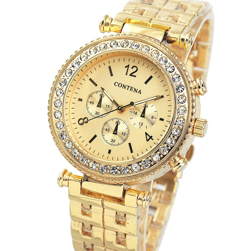 Relogio feminino новый роскошный кварц женские часы wristwatches18k позолоченный кристалл