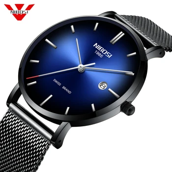 

NIBOSI Geneva Watch Men Date Alloy Case Creative Ultra Thin Quartz Sport Watch Male Clock Top Brand Luxury Relogio Masculino