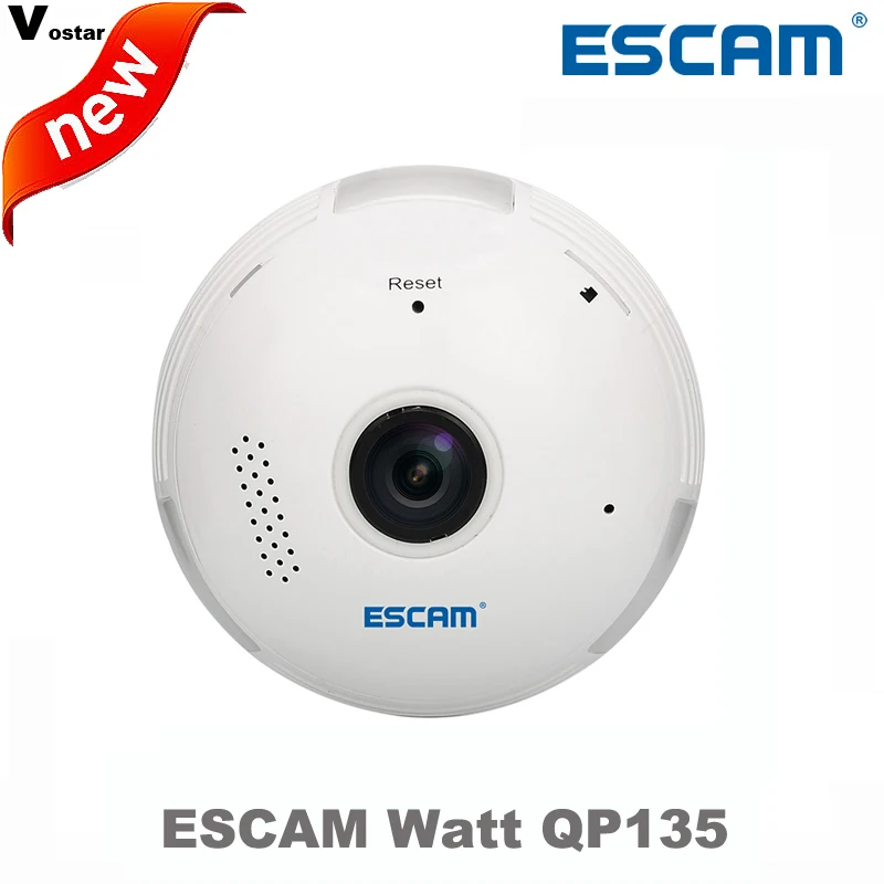 Escam Вт qp135 Тип лампы панорамный Wi-Fi ip-камера H.264 1.3mp беспроводная камера light control