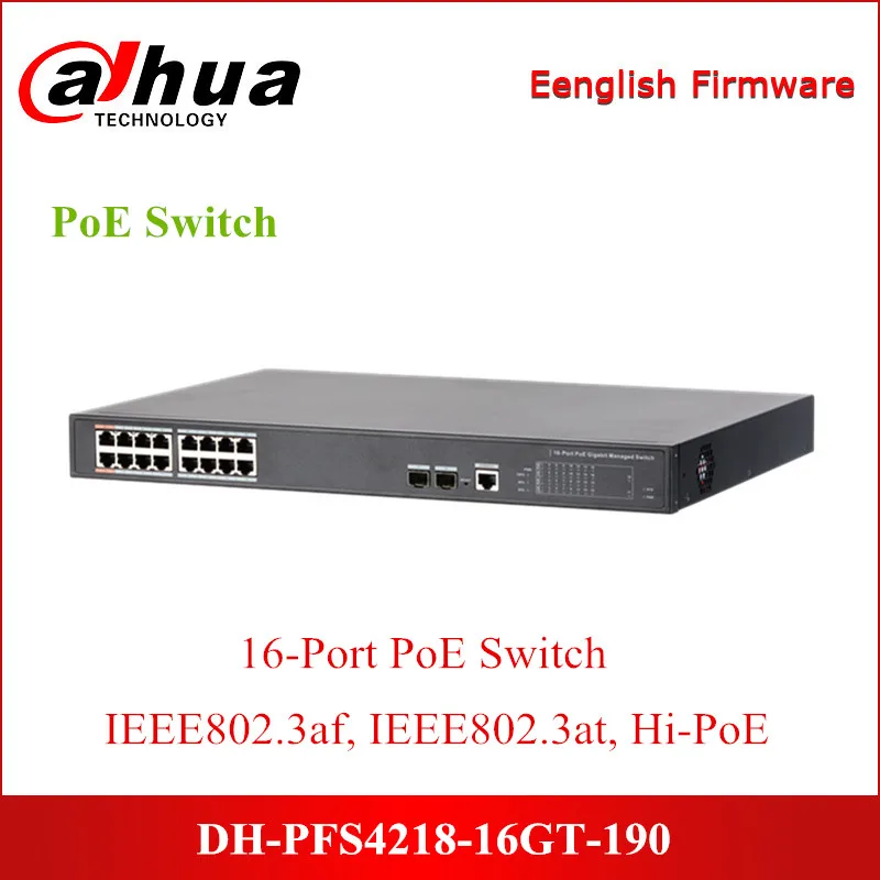 Сетевой видеорегистратор Dahua PoE переключатели DH-PFS4218-16GT-190 16-Порты и разъёмы PoE гигабитный управляемый коммутатор Поддержка IEEE802.3af, IEEE802.3at, совмещенный дальний/PoE