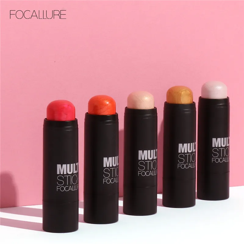 FOCALLURE Face Blushes Bronzer Highlighter and Shimmer for Bright Idea Illuminating Sticker Makeup Tools
