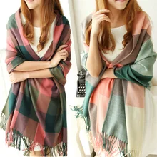 luxury brand Long Oversized Womens Pashmina Scarfs Fashionable Women Fringe Tassel Scarf Large Plaid Adult tartan Shawl Scarves