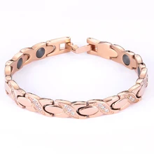 Модная бижутерия для девочек Женский очаровательный браслет CZ камень розовое золото цвет 18,5 см магнитные браслеты для женщин