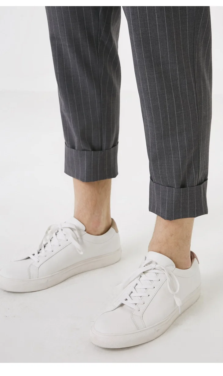 Мужские полосатые повседневные брюки из смесовой шерсти S | 419114511