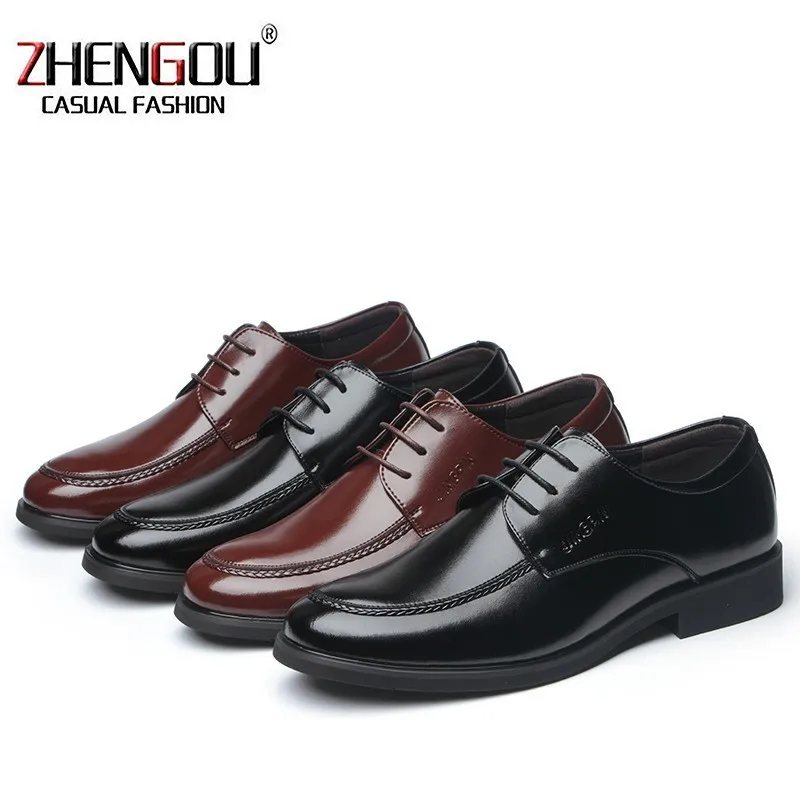 

ZHENGOU Men Shoes Summer Formal Genuine Leather Business Casual Shoes 5556 Dress Office Luxury Male Breathable Oxfords Shoes