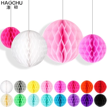 

HAOCHU Mixed Colors 4pcs Paper Lantern Honeycomb Flower Balls Holiday Wedding New House Party Decorations Creative Ornament DIY