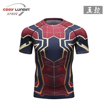 Мстители Человек-паук 3D печатных короткий рукав Футболка для мужчин фитнес колготки бег спортивная рубашка Мужчины Рашгард тренажерный зал быстросохнущие футболки