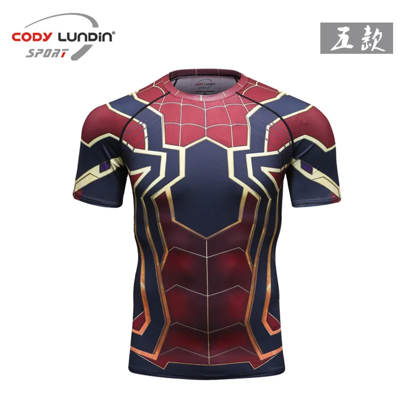 

Avengers Spider-Man 3D Printed Short Sleeve T Shirt Men Fitness Tights Running Sport Shirt Men Rashgard Gym Quick Dry Tops Tees