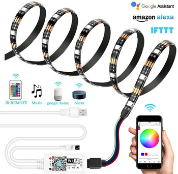 

[Seven Neon]5V USB Power LED Strip Light PC RGB SMD 5050 50CM*4PCS Led Strip Lamp Tape TV Backlight Wifi Bluetooth Controller