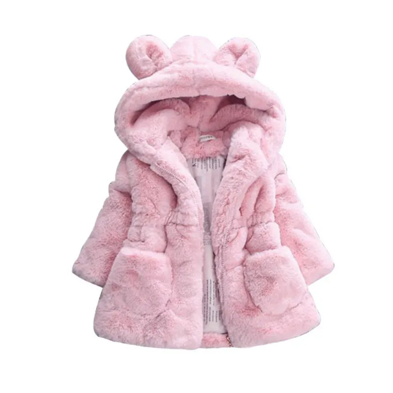 

Girls' jackets New Winter Baby Girls Clothes Faux Fur Fleece Coat Pageant Warm Jacket Xmas Snowsuit Baby Hooded Jacket