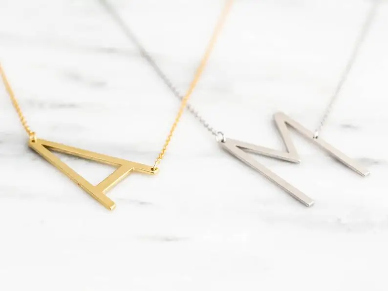 Ожерелье из нержавеющей стали A Z ожерелья с буквой Big Letter Initial Necklace