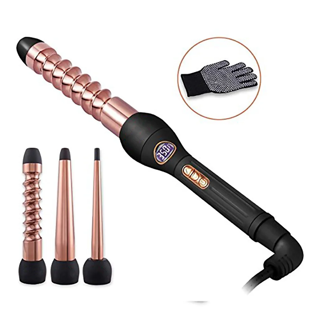 

3-in-1 LCD Hair Curler 3 Part Interchangeable Hair Curling Iron Machine Ceramic Hair Curler Styling Set Straightener styler Tool